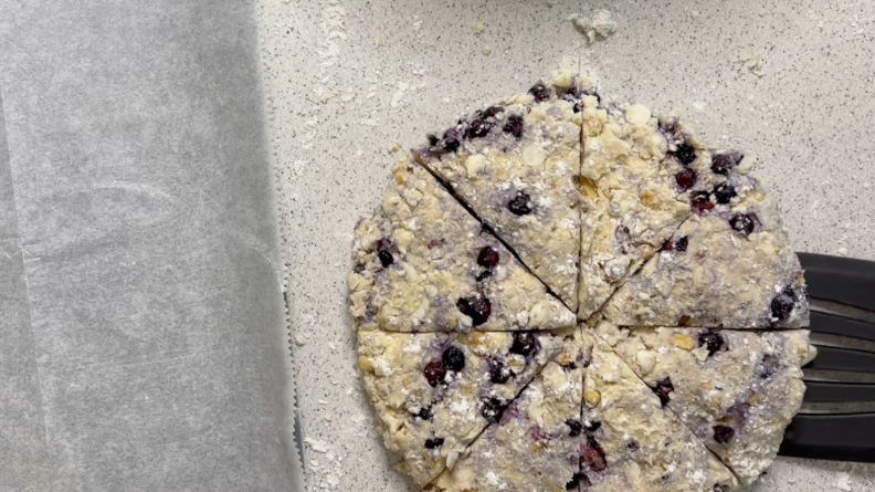 Blueberry Scone Sliced for Baking Sheet