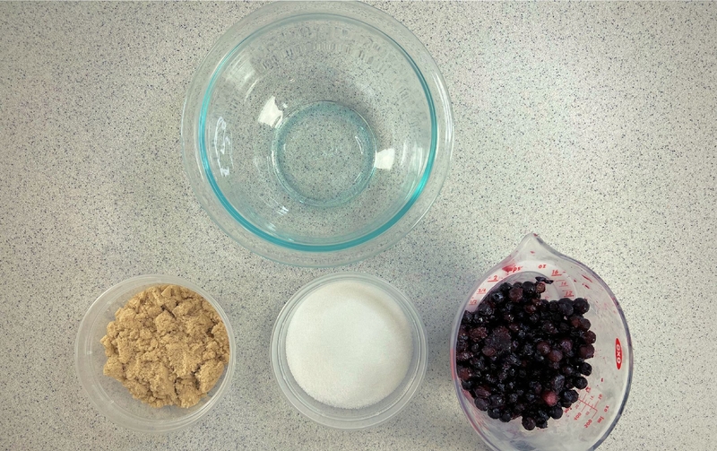 Blueberry Muffin Ingredients: Sugar and Blueberries