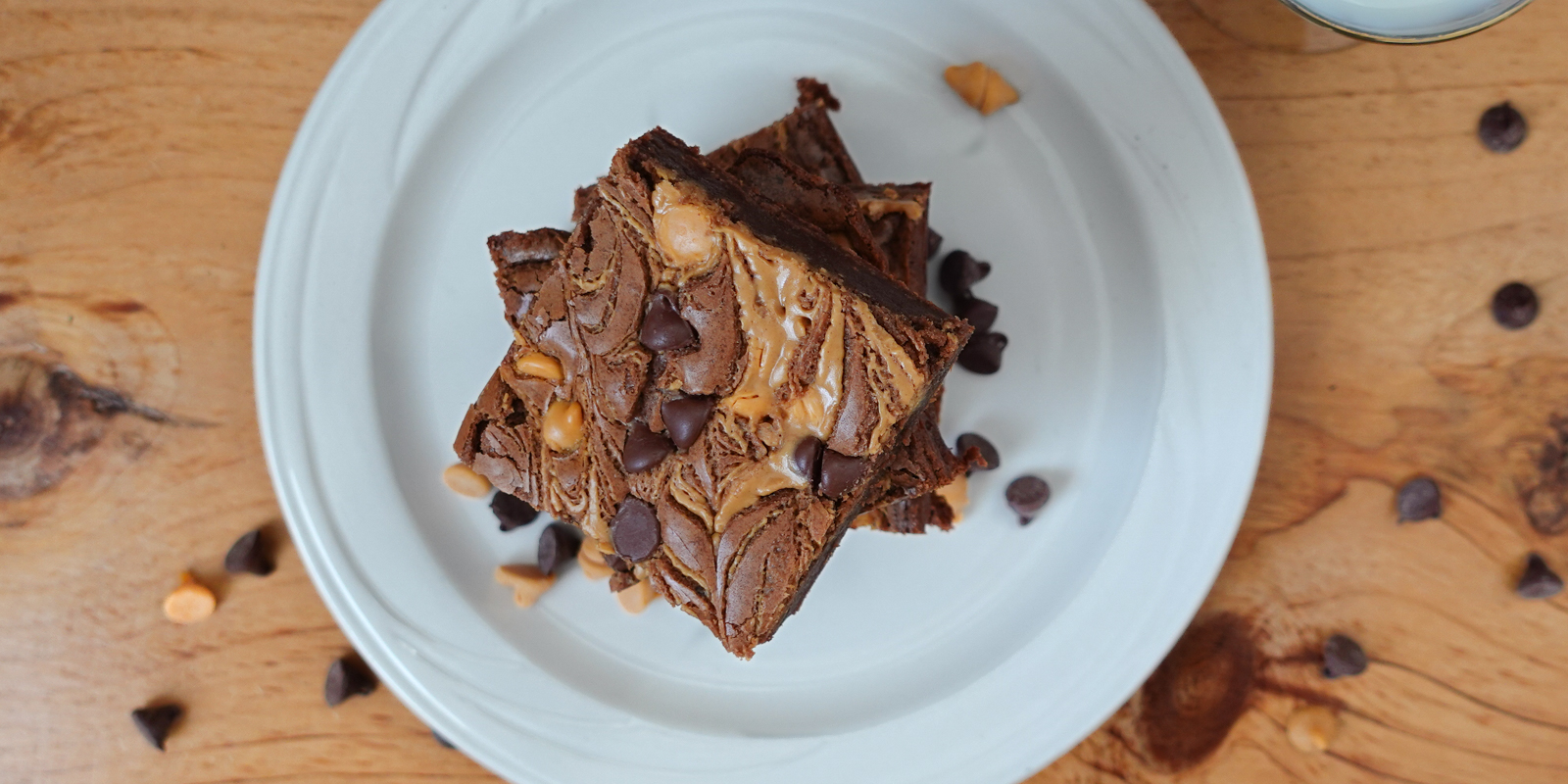 Velvety Chocolate Fudge Peanut Butter Brownies Topped with Butterscotch